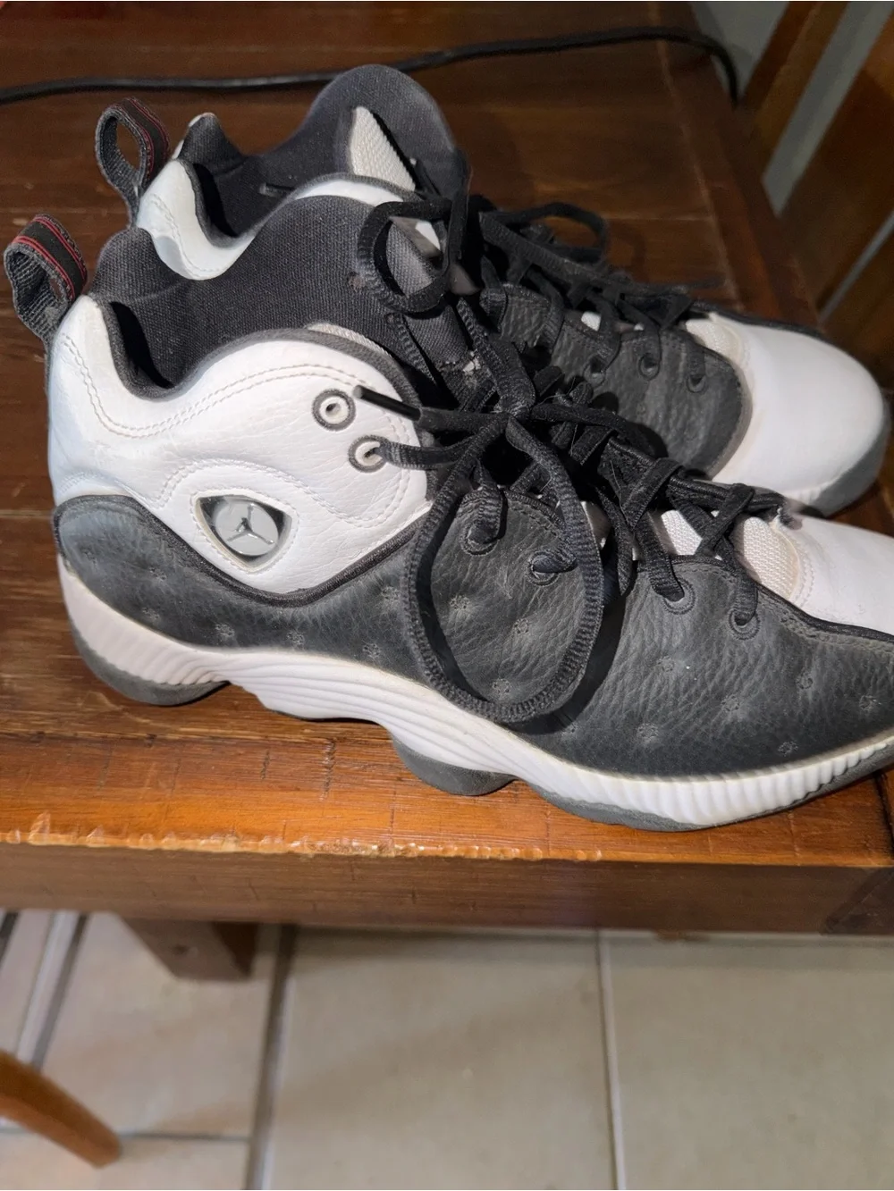 Jordan Men's Black and White High-Top Basketball Sneakers